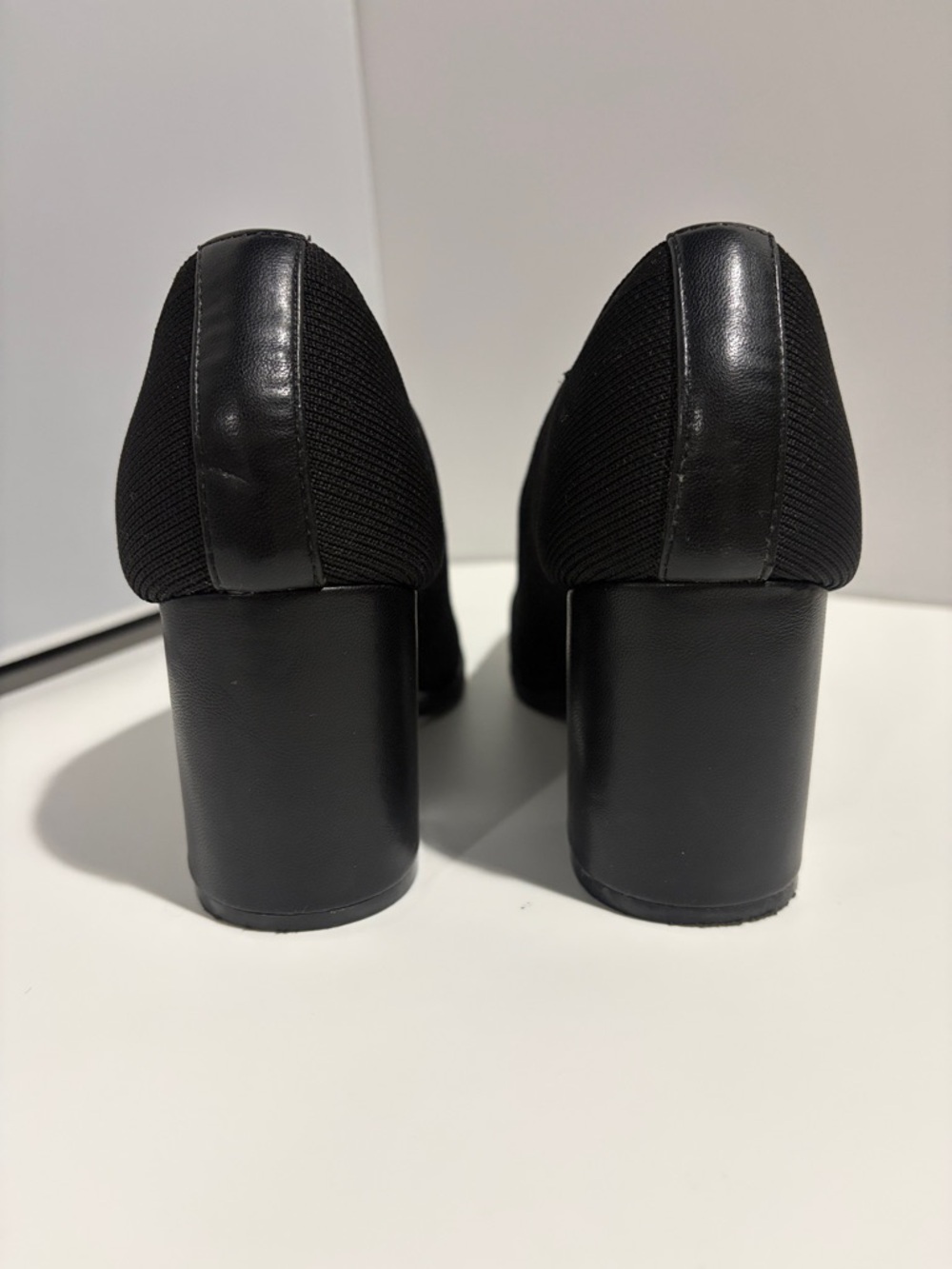 Adrienne Vittadini Black Knit Block Heel Pumps - Picture 4 of 6